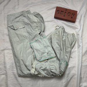 Vintage UFO Wide Leg Parachute Pants Light Gray Unisex Size Small Rave Hip Hop